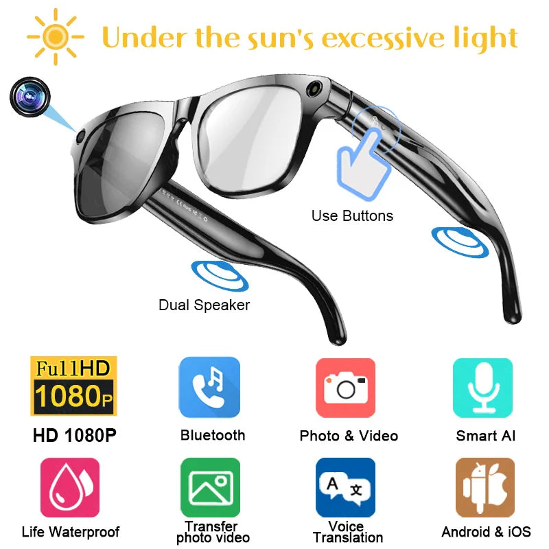 Gafas inteligentes 4K AI, cámara multifunción