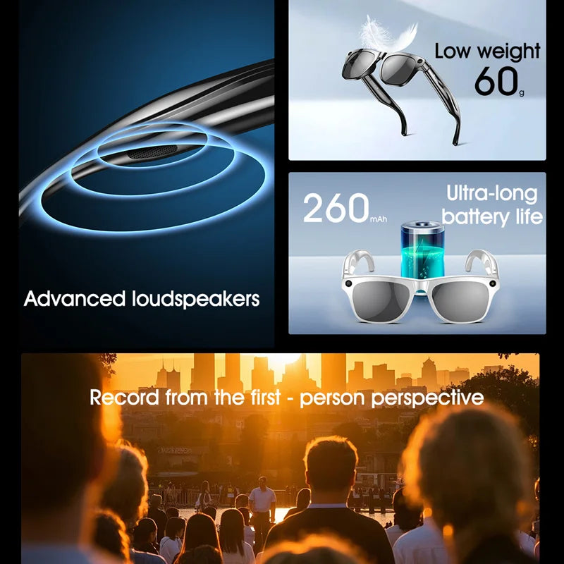 Gafas inteligentes 4K AI, cámara multifunción